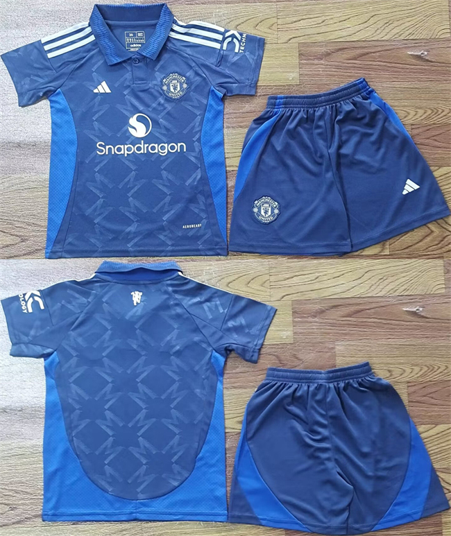 Youth Navy Manchester United Custom Soccer Jersey Suit